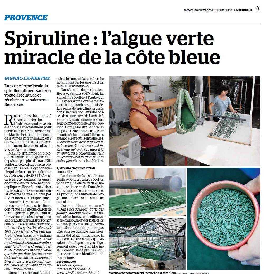 La spiruline de la Côte bleue est dans la Marseillaise